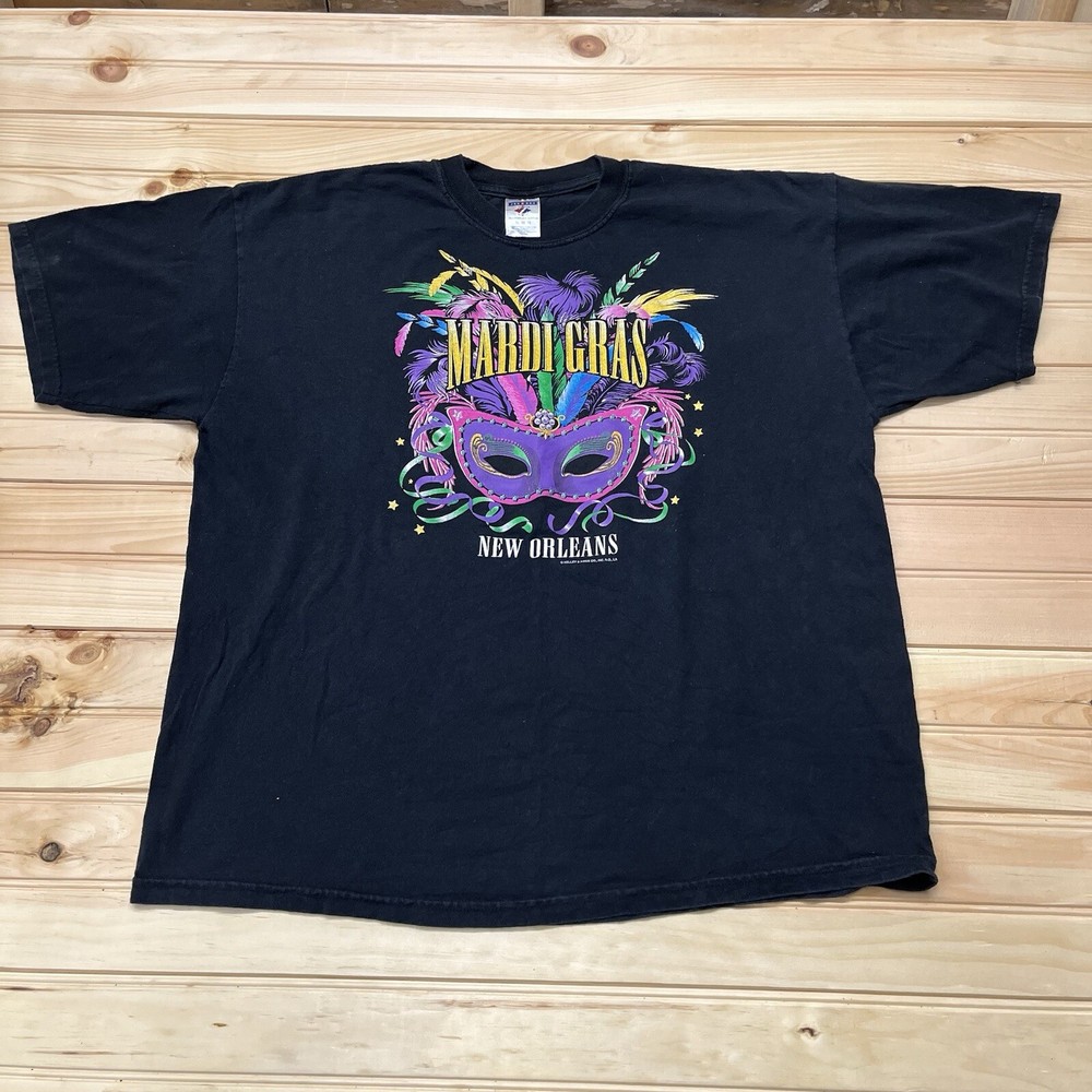Vintage 90s Mardi Gras Masquerade Mask Festival New Orleans Shirt Size XL