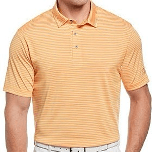 PGA Tour Men S Single Feeder Stripe Golf Polo Orange Size Small