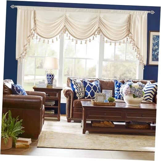 Country Kitchen Thermal Insulated Waterfall Valances for Extra Wide Windows