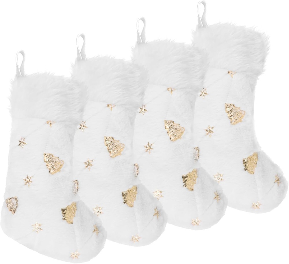 4PCS White Christmas Stockings 18