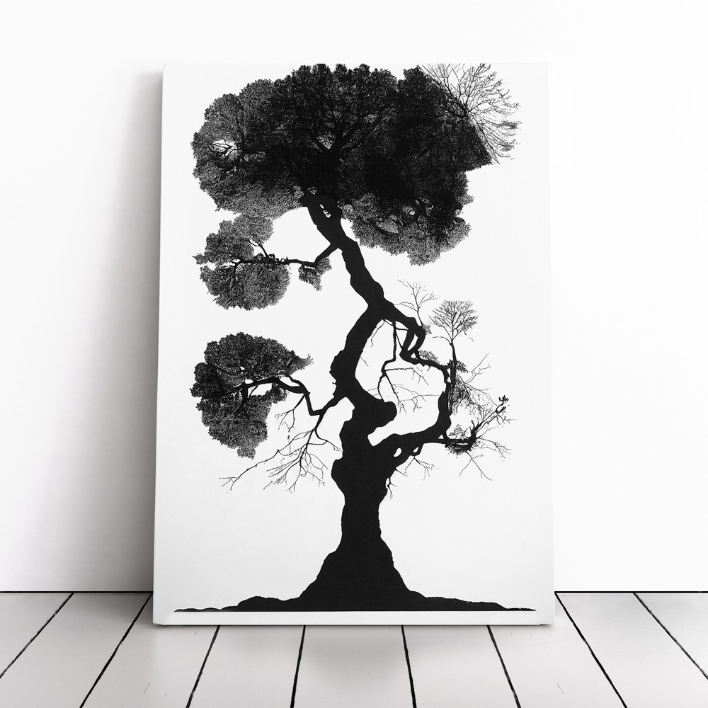 Tree In Monochrome No.1 Canvas Wall Art Print Framed Picture Decor Dining Room