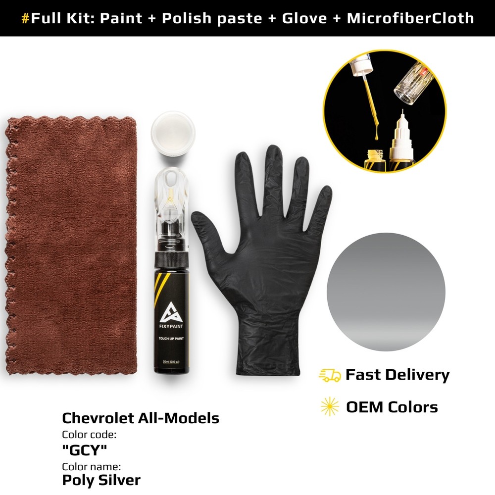 Touch up Paint for Chevrolet Code: GCY Poly Silver Exact Color Match