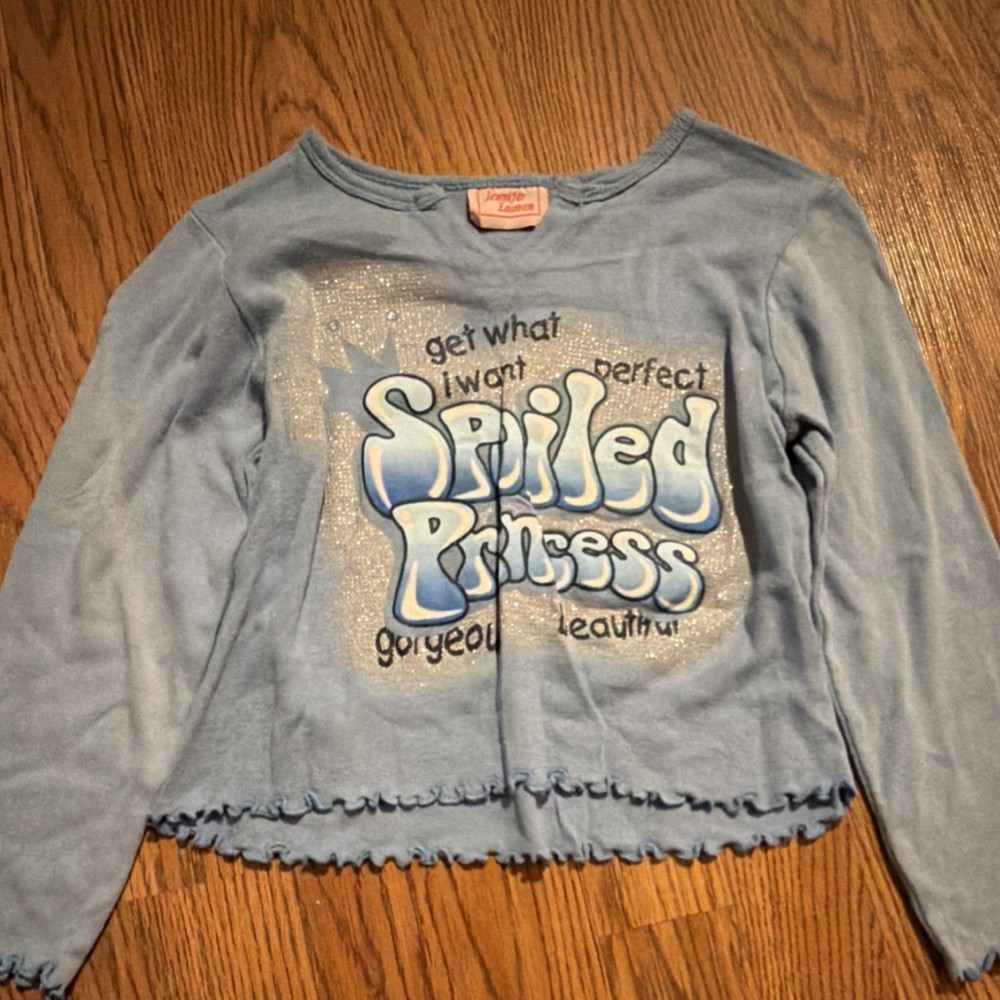 vintage Spoiled Princess Glitter Long Sleeve Girls T-Shirt approx 7/8