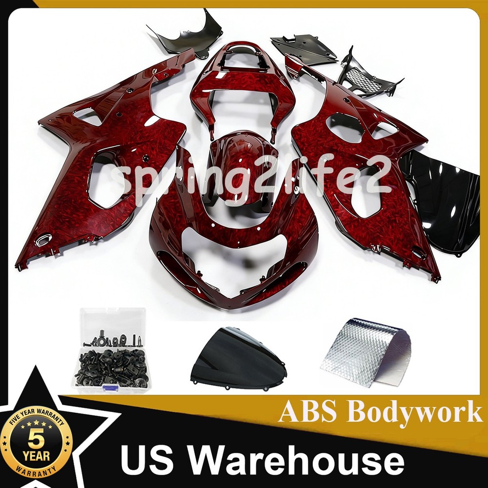 Red Forged Carbon Fiber Bodywork Fairings+Bolts For Suzuki GSXR1000 2001 2002 US