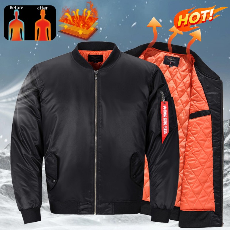 Mens Bomber Heavy Winter Jacket Ma1 Army Pilot Biker Military Security Warm Coat