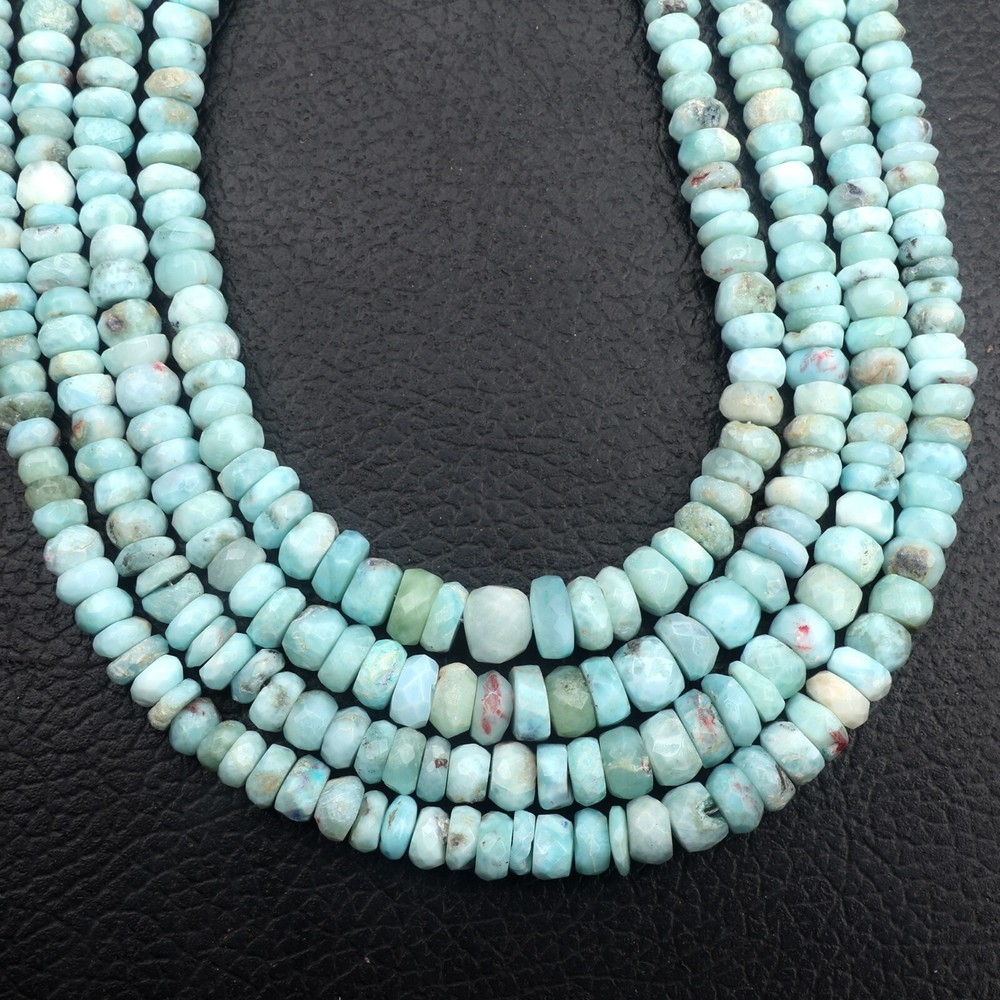 Natural Larimar Beads 8 Inch Strand 4-6 MM Beads Faceted Rondelle Shape Beads