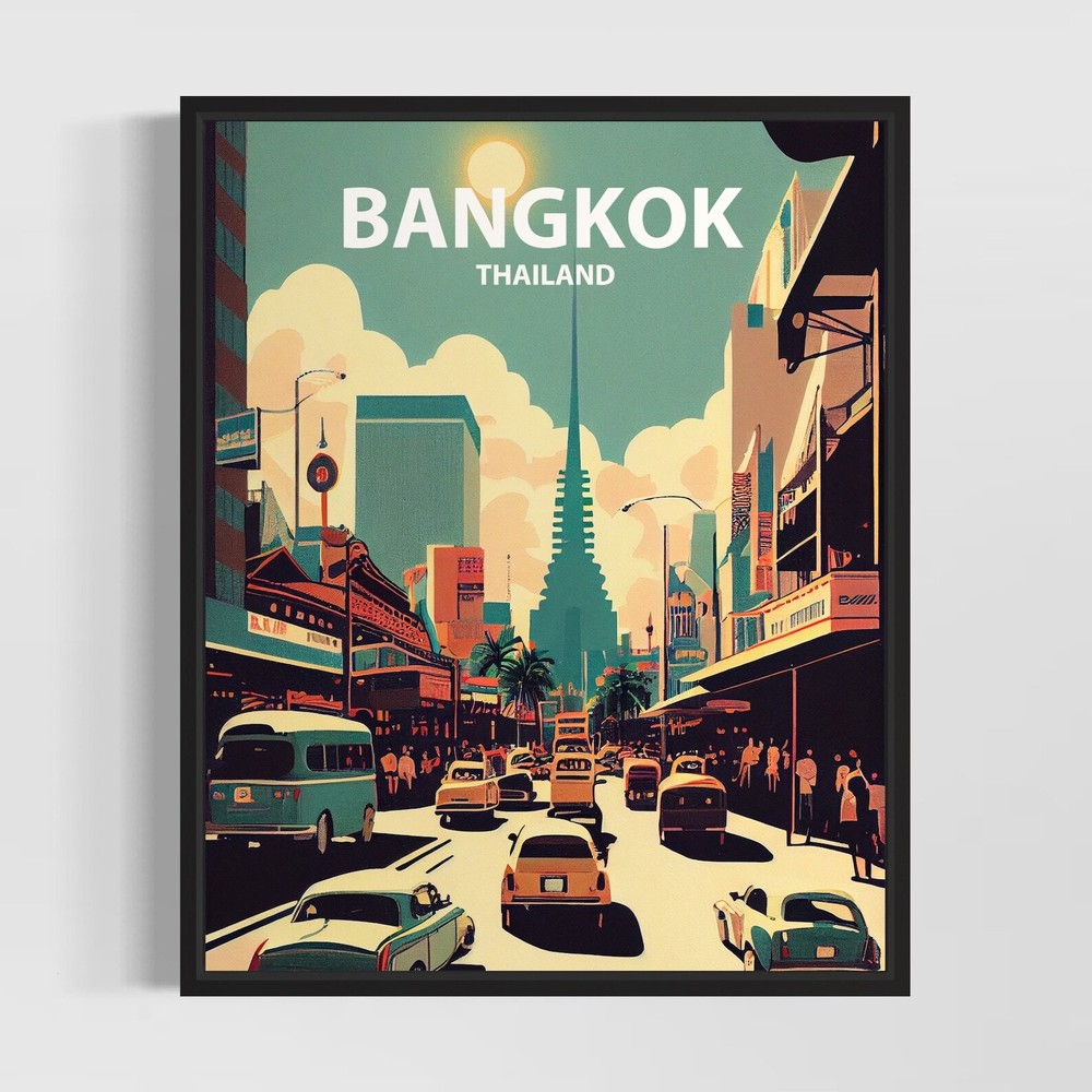 Bangkok Retro Art Print Bangkok Wall Art Illustration Bangkok Vintage Minimal