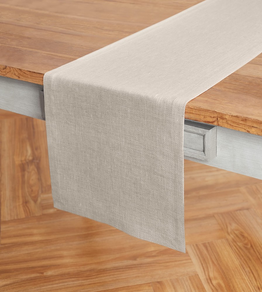 Linen Table Runner 14 x 120 Inch – Natural Rustic Table Runner for Fall, Than...