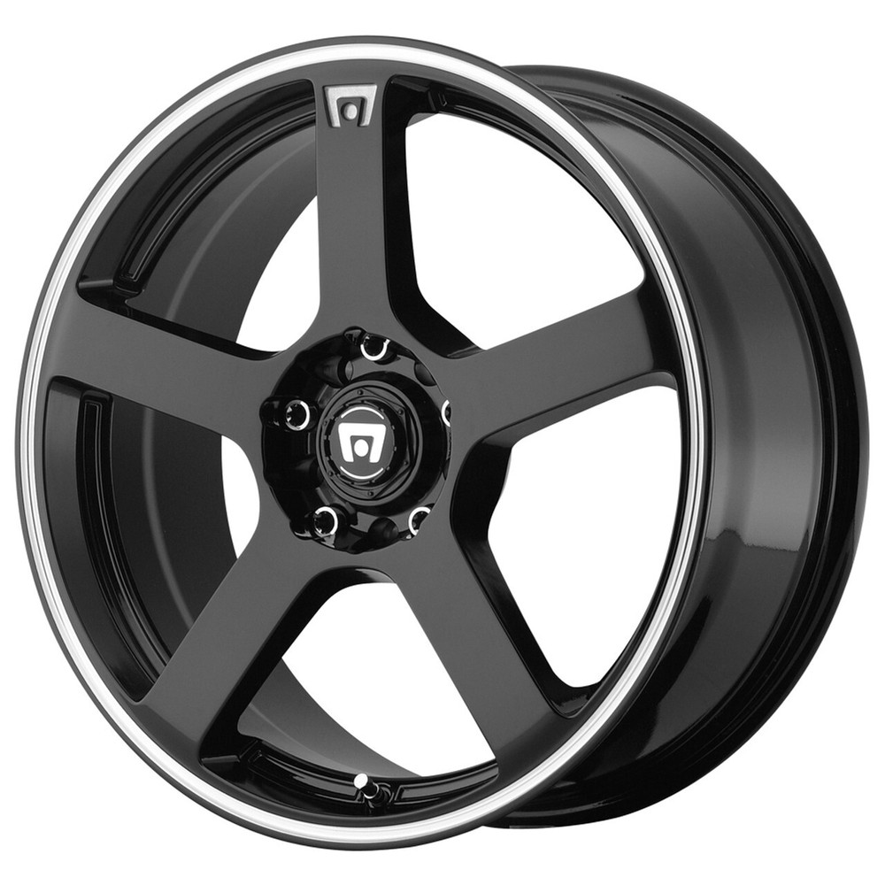 17x7 +40 Motegi MR116 FS5 5x4.25,5x4.5 Gloss Black W/ Machined Wheels (Set of 4)