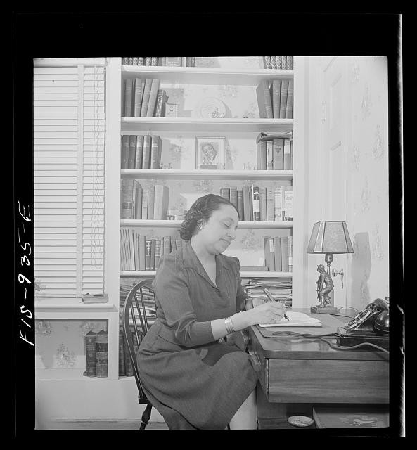 Washington DC Teacher at Desk 1942 Bookshelf Home Interior Maid Cooking