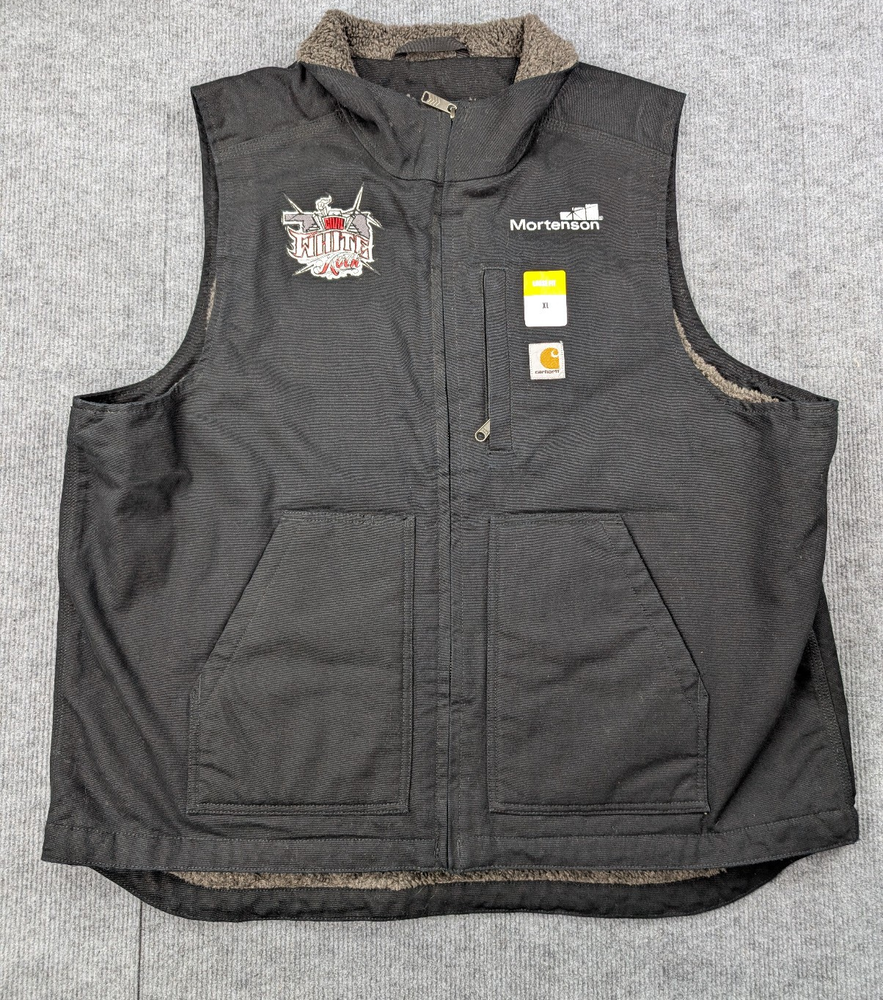 Carhartt Canvas Vest Mens XL Loose Fit 104277 BLK Sherpa Lined 0V4277-M Utility