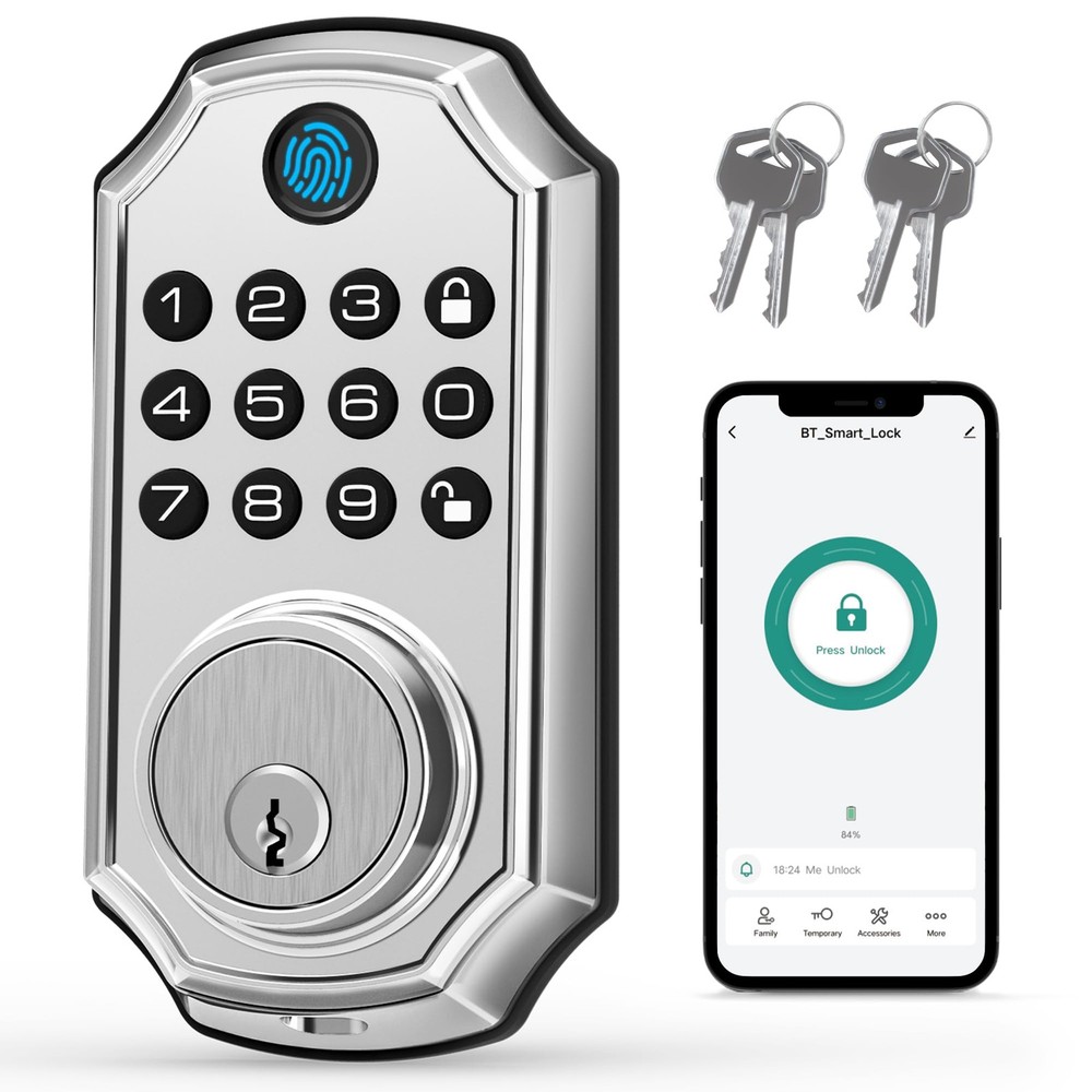 Smart Keyless Entry Door Lock with Keypad and Fingerprint for Front Door  