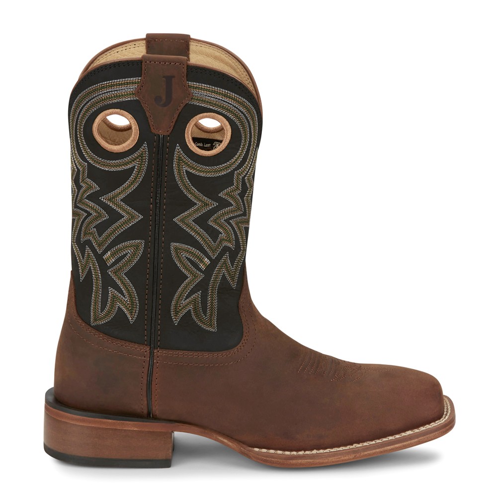 Justin Boots Men's 11 Inch Wide Square Toe Brown Cowboy Casual Boots FN702