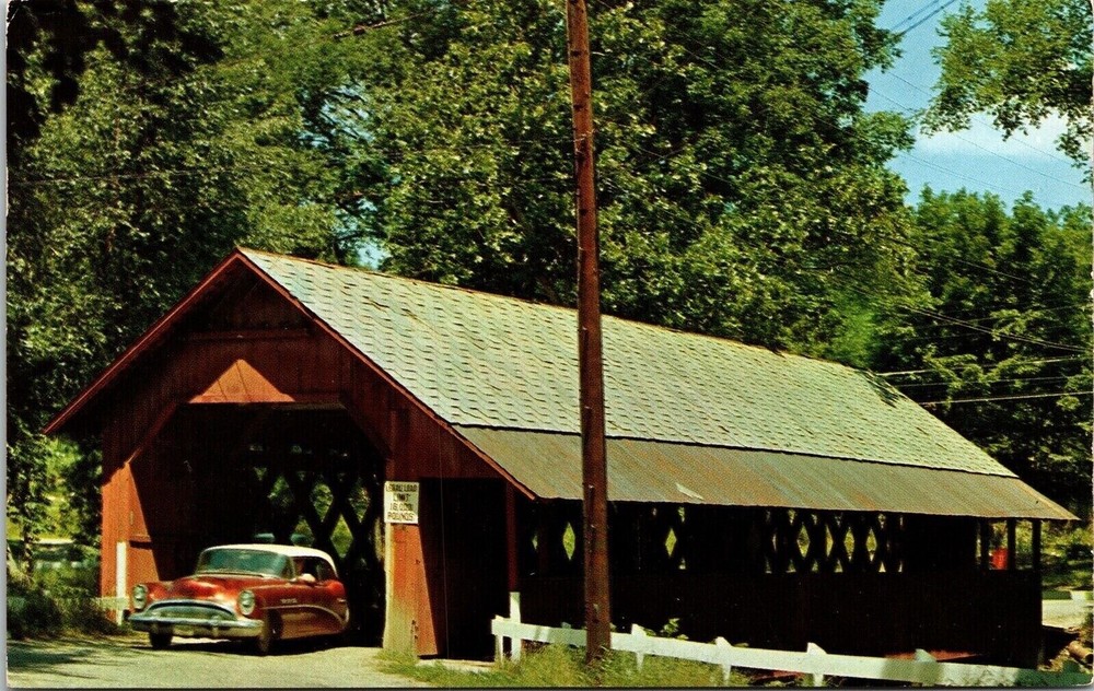 Old Covered Bridge Brattleboro Vermont VT Postcard PM North Adams MA Cancel WOB
