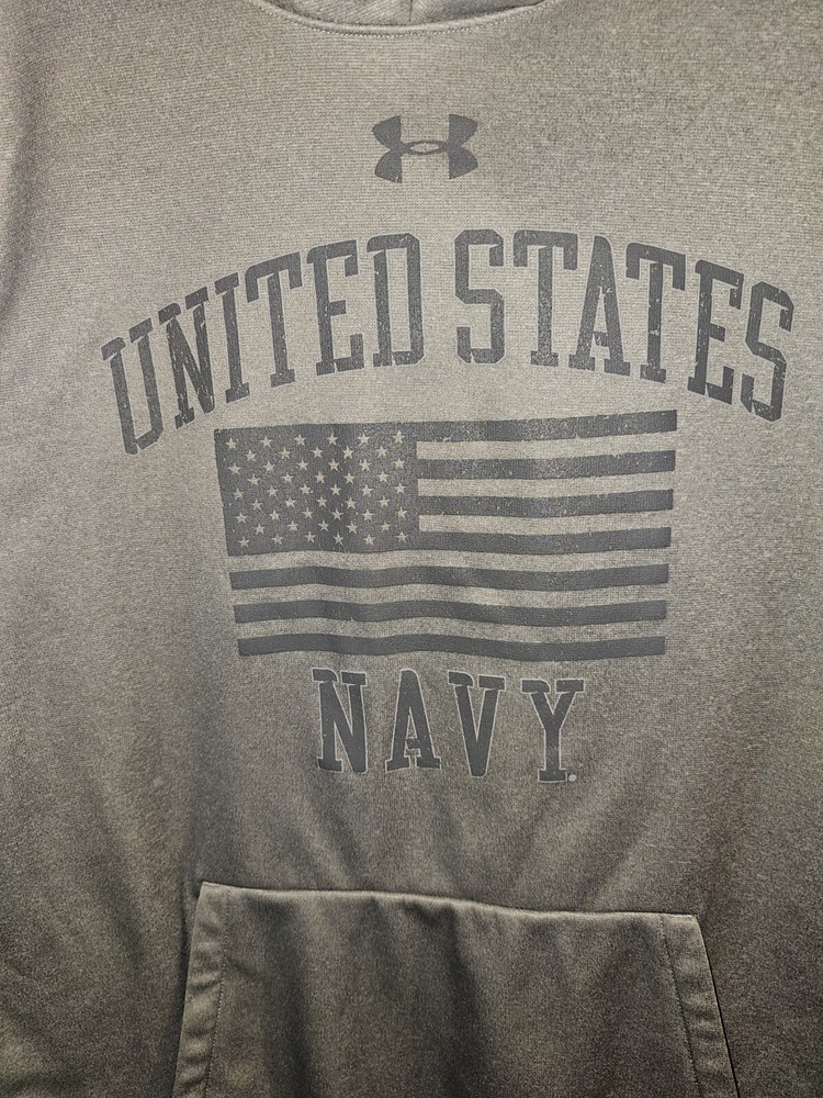 Under Armour United States Navy Medium Womens Gray Graphic Logo Hoodie