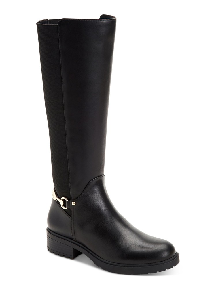 GIANI BERNINI Womens Black Barnibee Round Toe Block Heel Leather Riding Boot 9 M