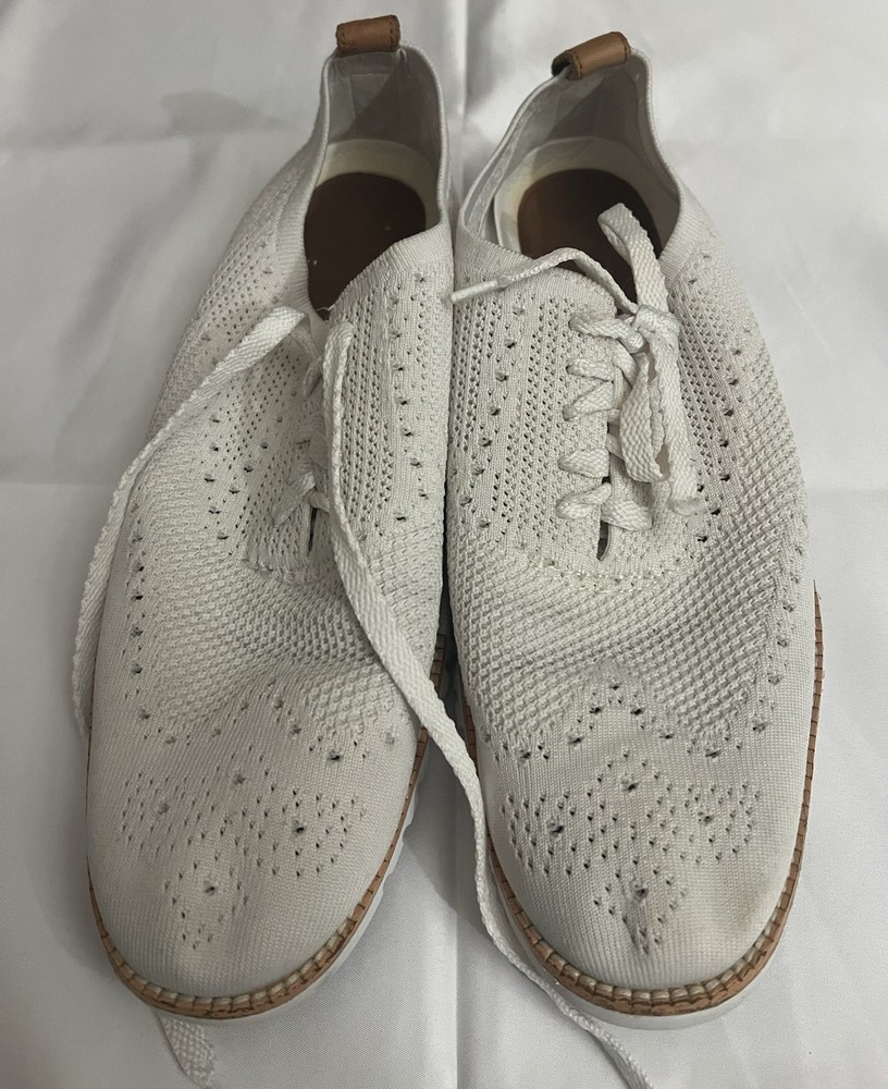 Cole Haan Grand OS White Knit Wingtip Lace Up Sneakers Men's Size 11
