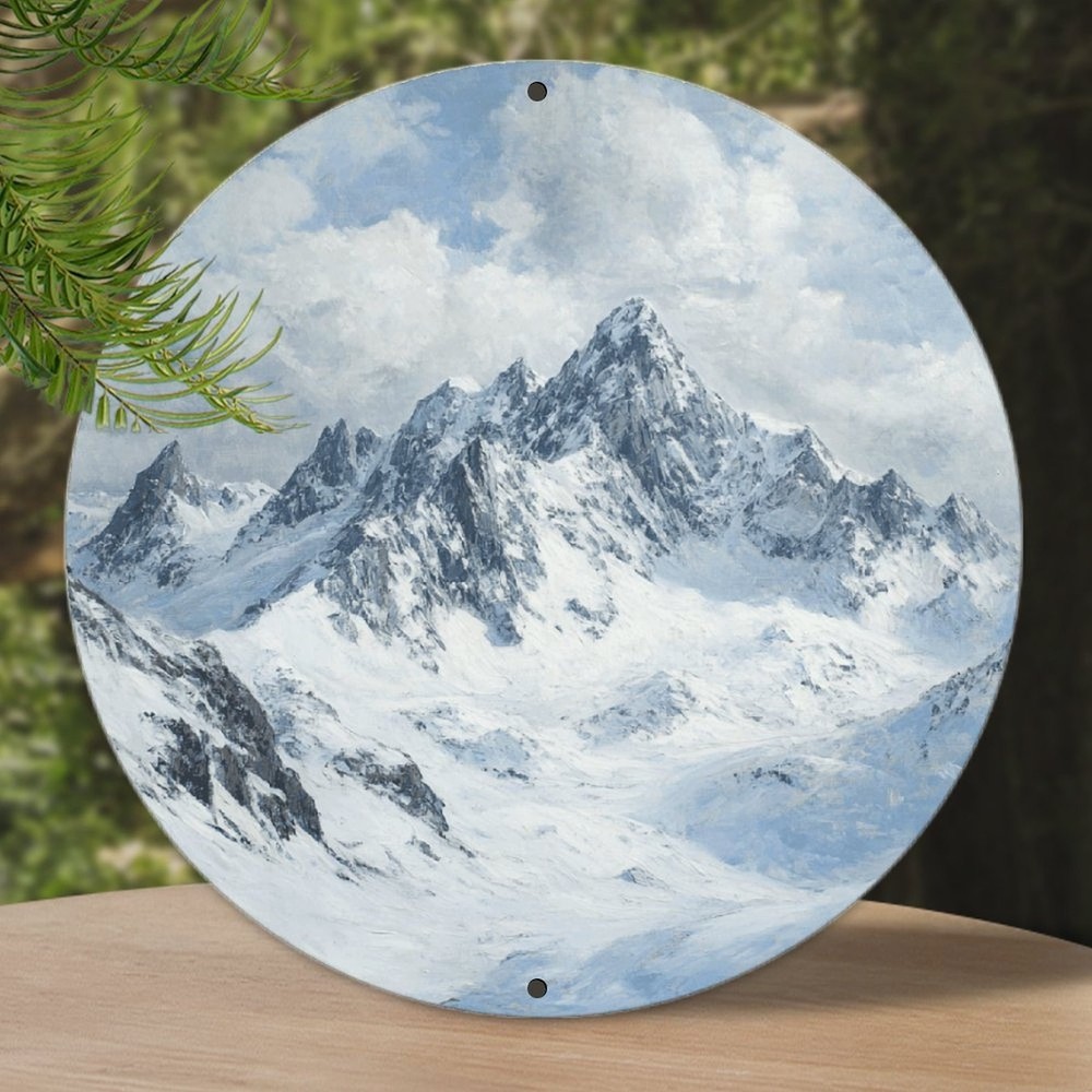 Rustic Farmhouse Decorative Painting Round Aluminum Wall Art Vintage Plaque