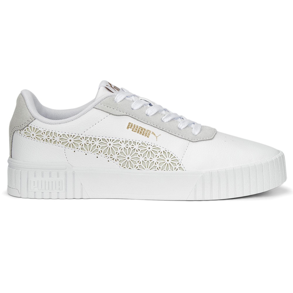 PUMA Carina 2.0 Laser Cut Lace Up  Womens White Sneakers Casual Shoes 38938901