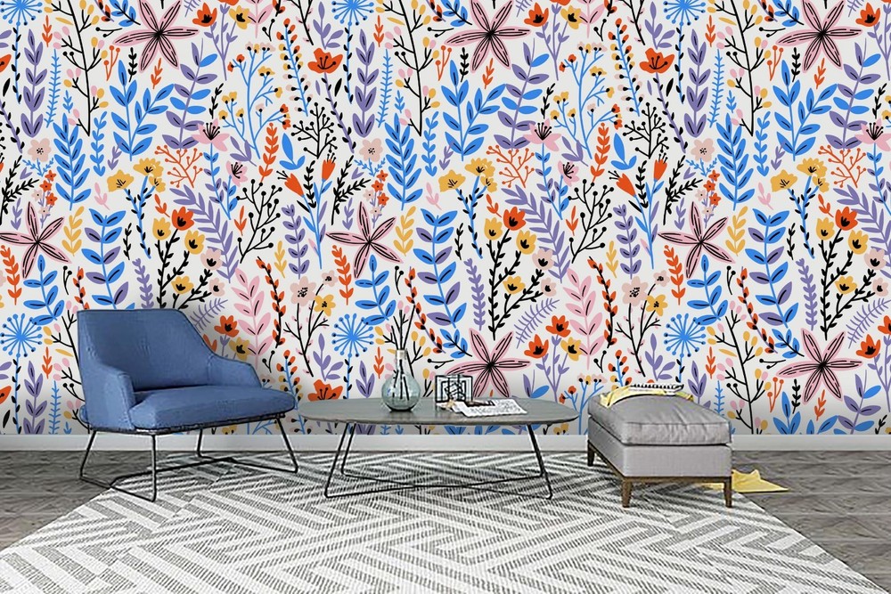 3D Flowers Leaves Plantation Pattern Wall Murals Wallpaper Murals Wall Sticker