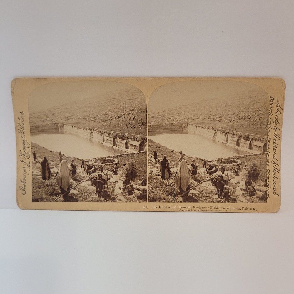 Antique Underwood & Underwood Stereoview Solomon's Pools Bethlehem Palestine