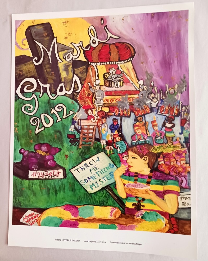 Haydel Bakery New Orleans 2012 Mardi Gras Print Throw Me Something Mister