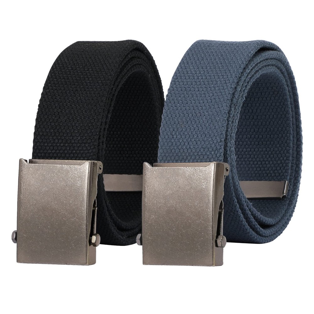 Canvas Web Belt for Men Adjustable Cloth Fabric Military Belt with Metal Buck...