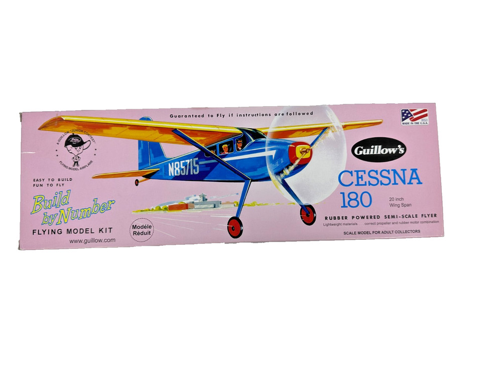 Guillow's #601 Cessna 180 Balsa Wood Flying Model Plane New In Box