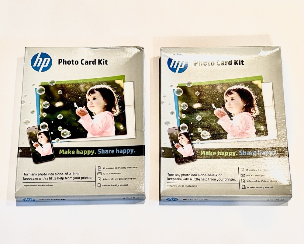 HP Photo Card Pack 2 Sets New 5x7 & 4x6 Glossy Paper