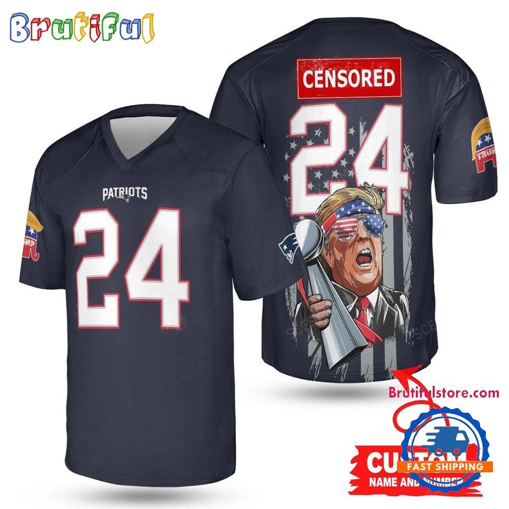 New England Patriots Donald Trump Super Bowl Trophy Football Jersey