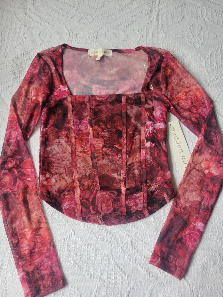 Madden Girl Long Sleeve Top Corset Style