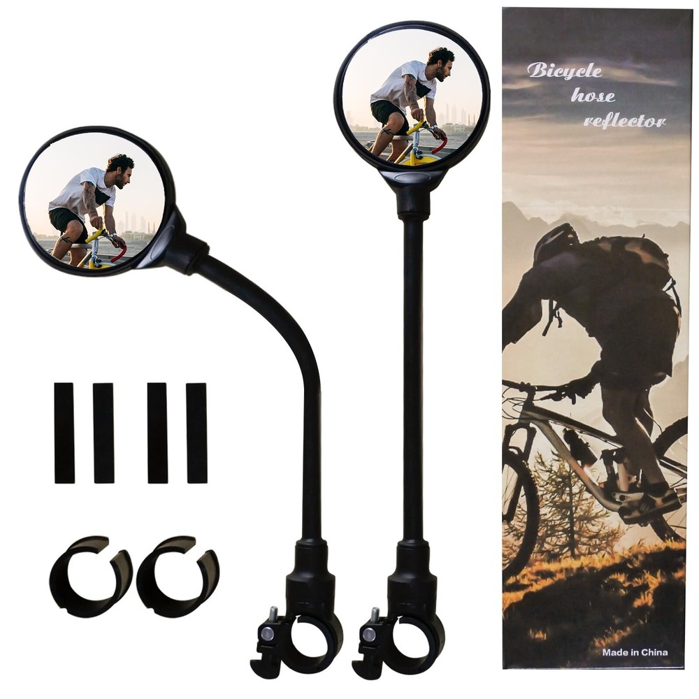 Bike Mirror, Bike Rearview Mirror Handlebar Convex Rear View Mirror Adjustabl...