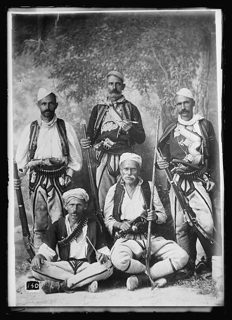 Northern Albania Mountaineers 1921 Men in Traditional Dress with Weapons