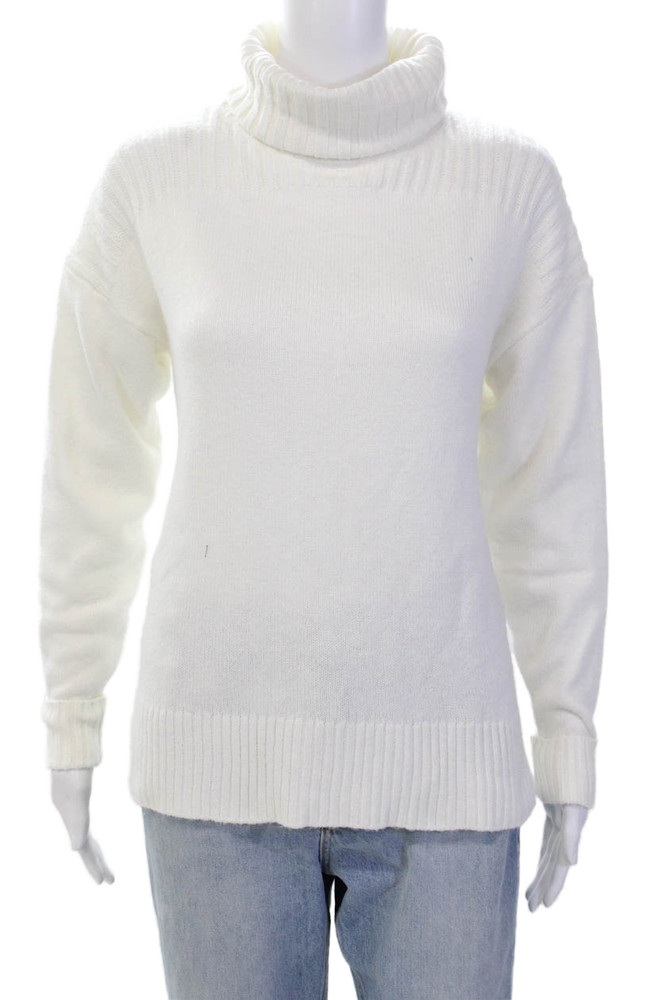 Renuar Womens Turtleneck Long Sleeve Side Split Pullover Sweater Cream Size SFree Shipping in US $100+ Orders | $6.95 Orders Below