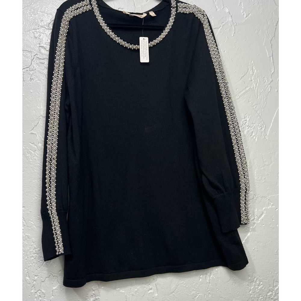 Soft Surroundings Black Heidi Sweater with Pearls Size 1X NWT Fancy