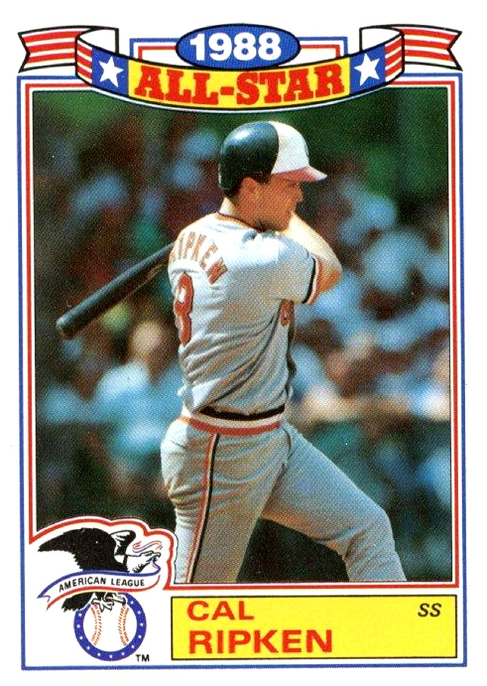 1989 Topps GLOSSY ALL-STARS #5 Cal Ripken One Asterisk Baltimore Orioles HOF