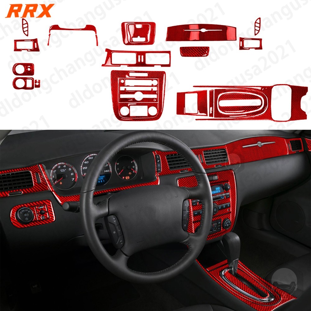 40Pcs Red Carbon Fiber Interior Cover Dash Trim Kits For Chevrolet Impala 06-13