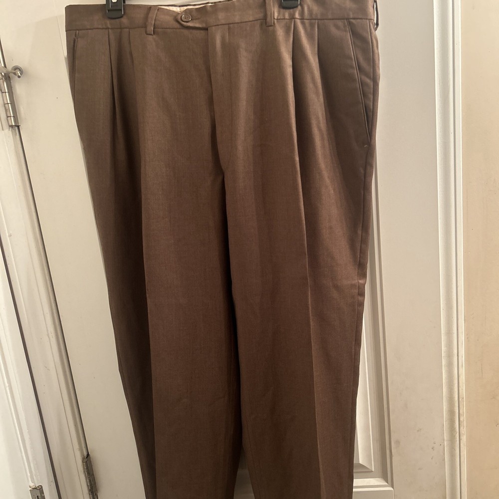 Santorelli Luxury Serge 100% Wool Dress Pants Made In Italy Pleated Mens 38 x 27