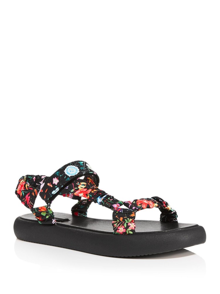 AQUA Womens Black Square Toe Platform Sandals Cushioned Size 8.5 M