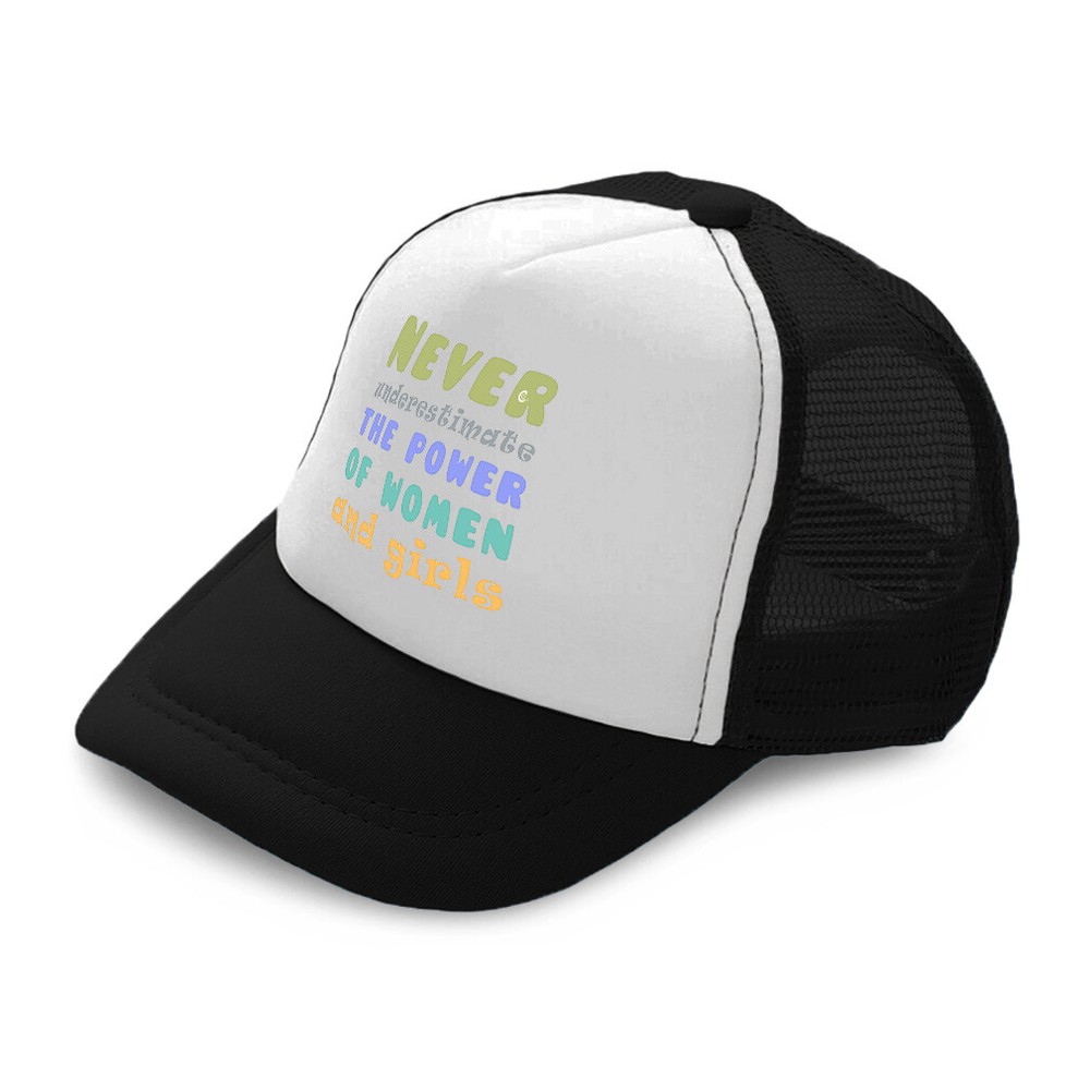 Kids Trucker Hat Never Underestimate The Power of Women Girls Polyester