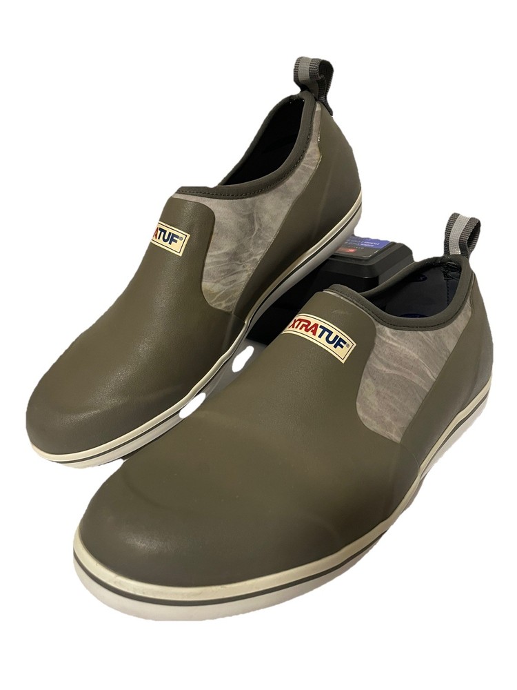 XTRATUF / Men's Size 12 / Slip-On Deck Shoe / Olive Green Used / Great Gift /