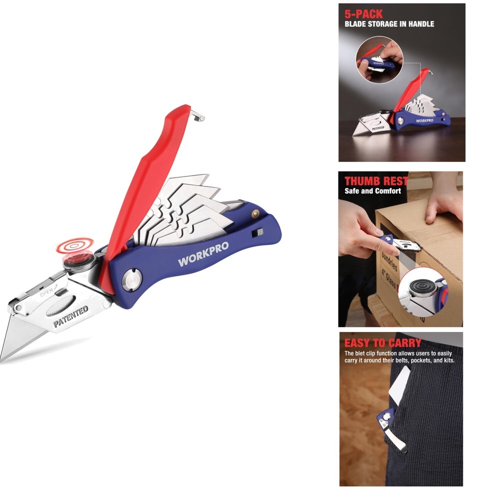 Compact Utility Knife with Quick-Change Blade & 5 Extra Blades