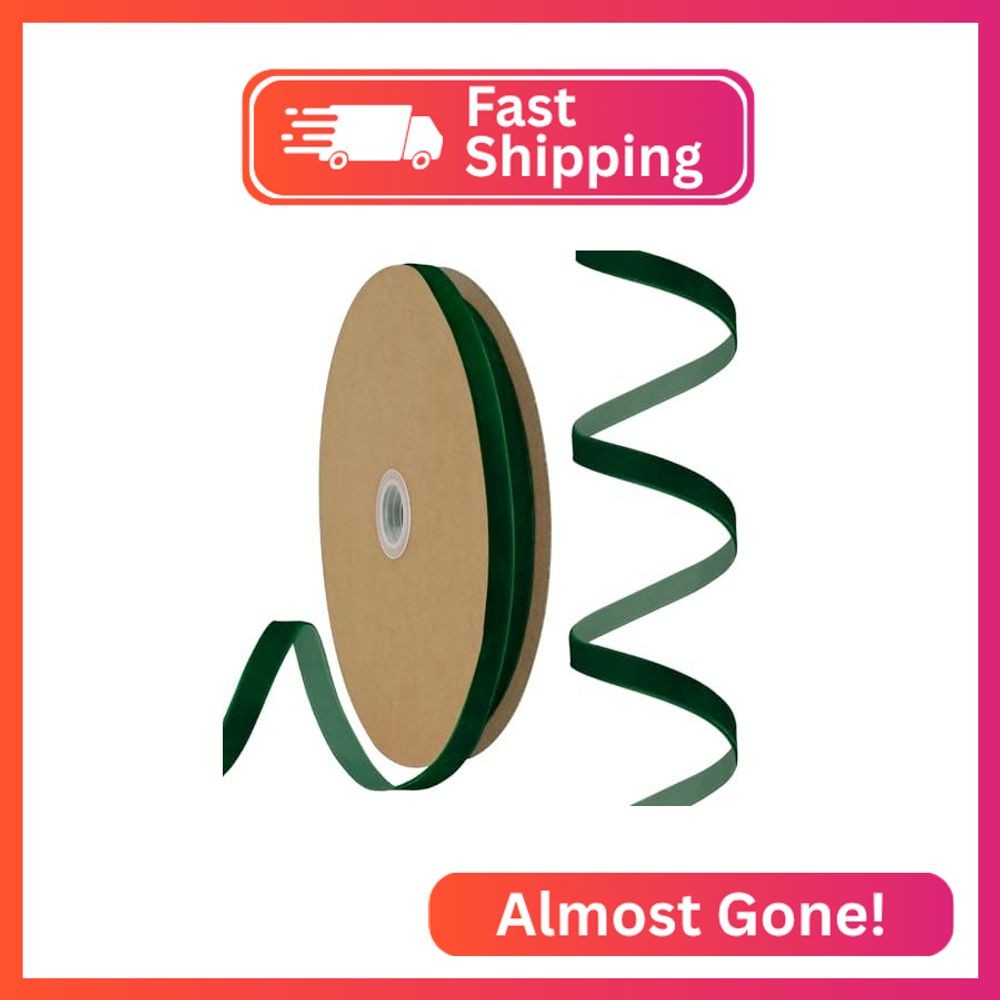 Rilisili Forest Green Velvet Ribbon 3/8 Inch X 25 Yards Christmas Ribbon Spool F