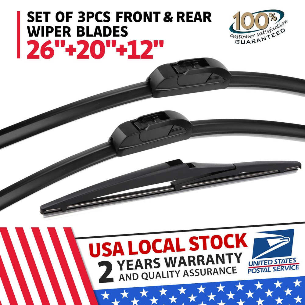 Genuine Quality Windshield Wiper Blades Kit 26 20 12 Inch Bracketless Frameless