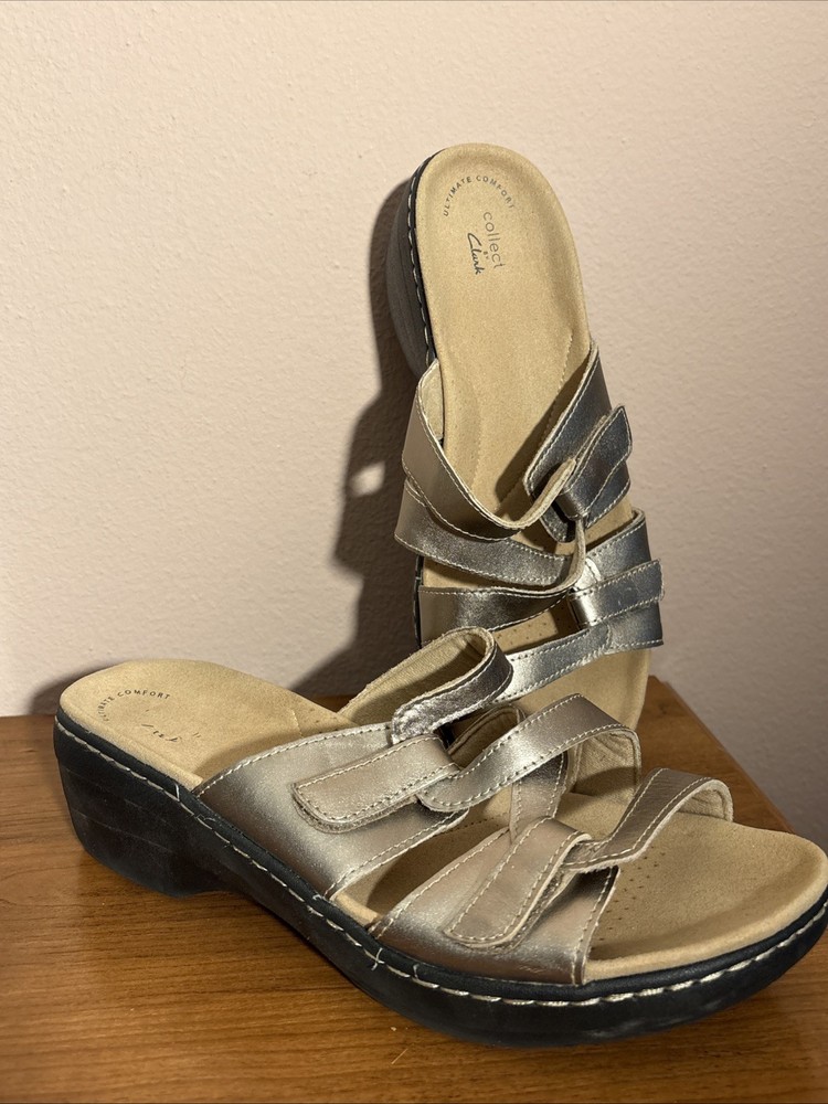 Collection By Clarks Merliah Karli Sandals  Gold Metallic Women’s Sz 10 Wide