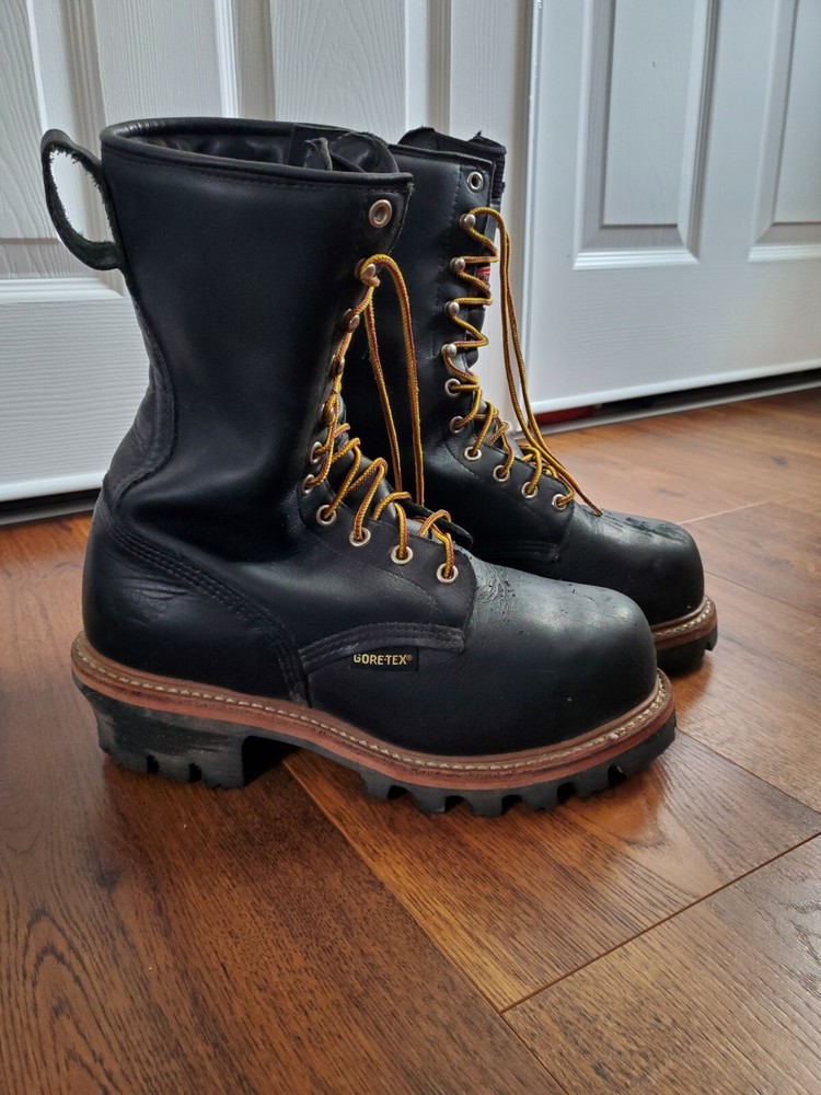 Red Wings Vintage Black Leather Work Boots Grunge Style USA Made Size 7