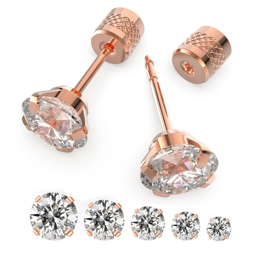 5-Pack Push-in Flat Back Stud Earrings – Hypoallergenic Surgical Steel