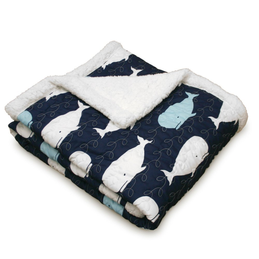 Lush Decor Whale Throw | Ocean Animal Print Fuzzy Reversible Sherpa Blanket -...