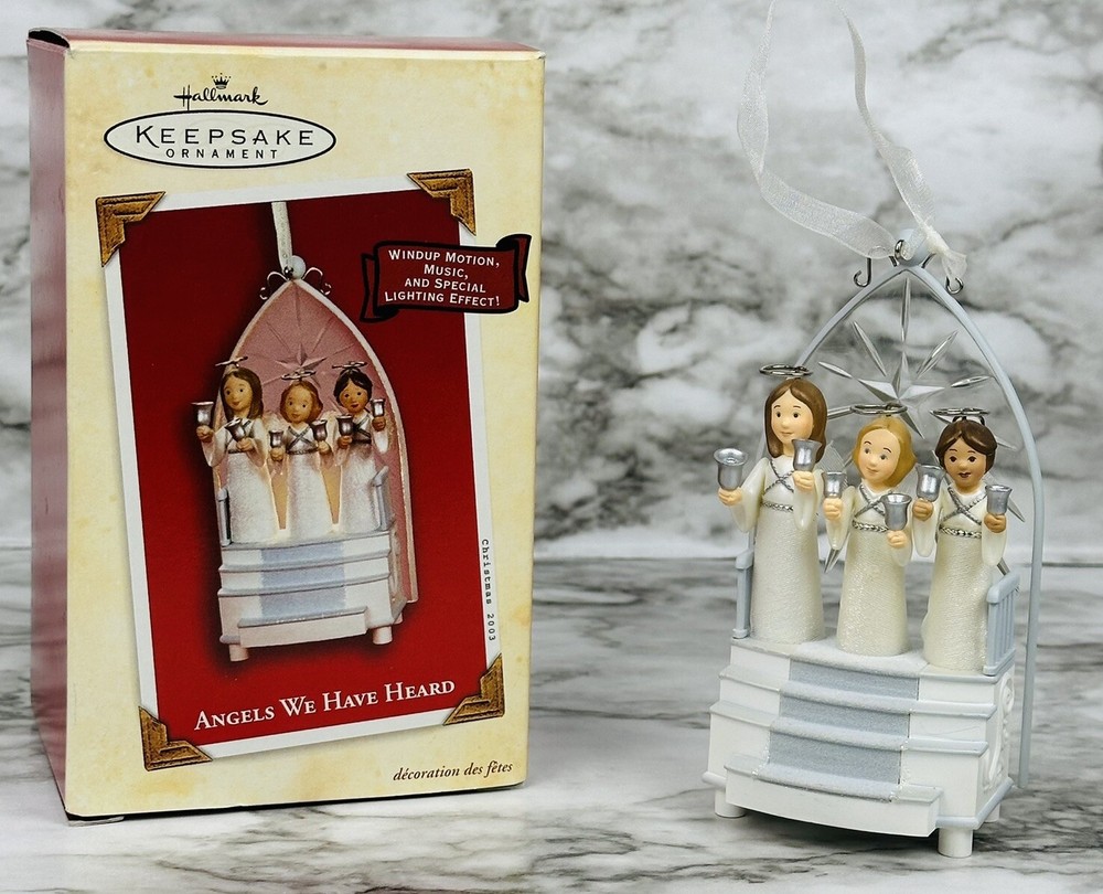 Hallmark 2003 Windup Christmas Ornament  Angels We Have Heard Music Motion
