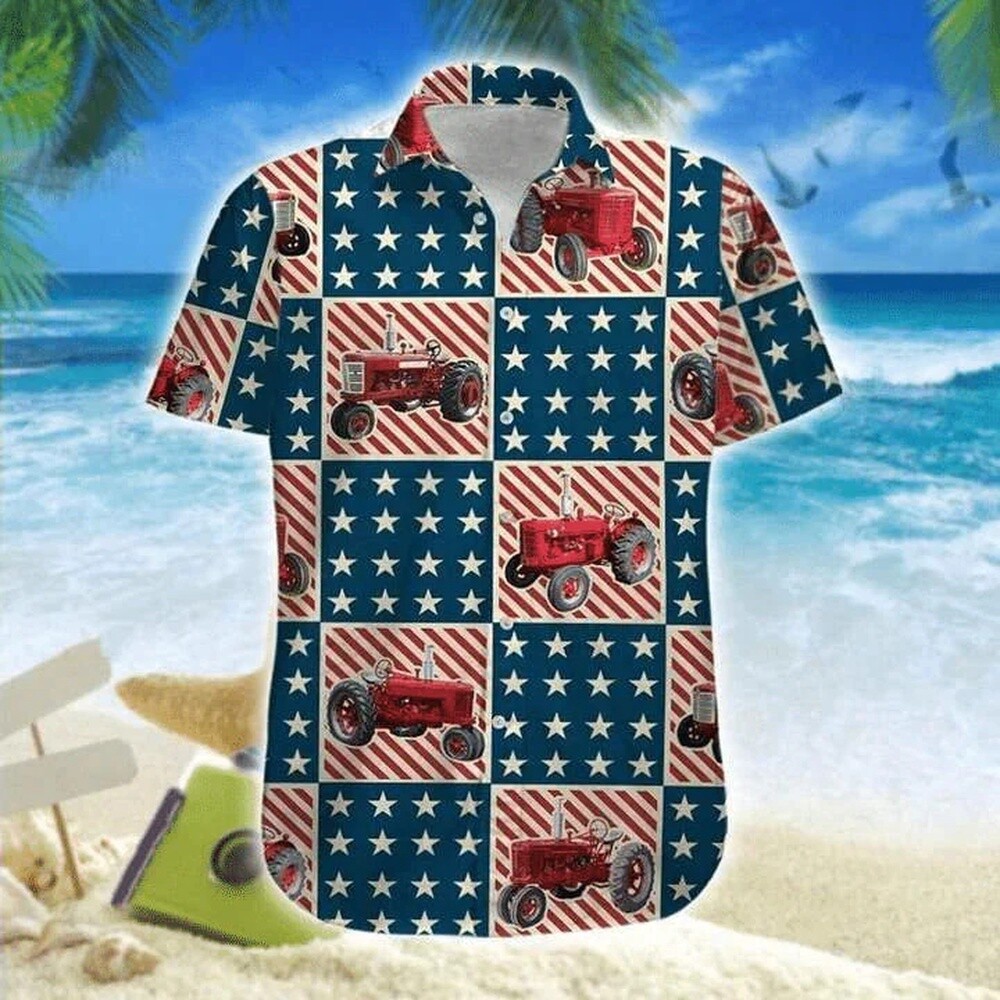 American Tractor 4Th Of July Hawaiian Shirt For Summer 4th Of July Hawaiian Shir